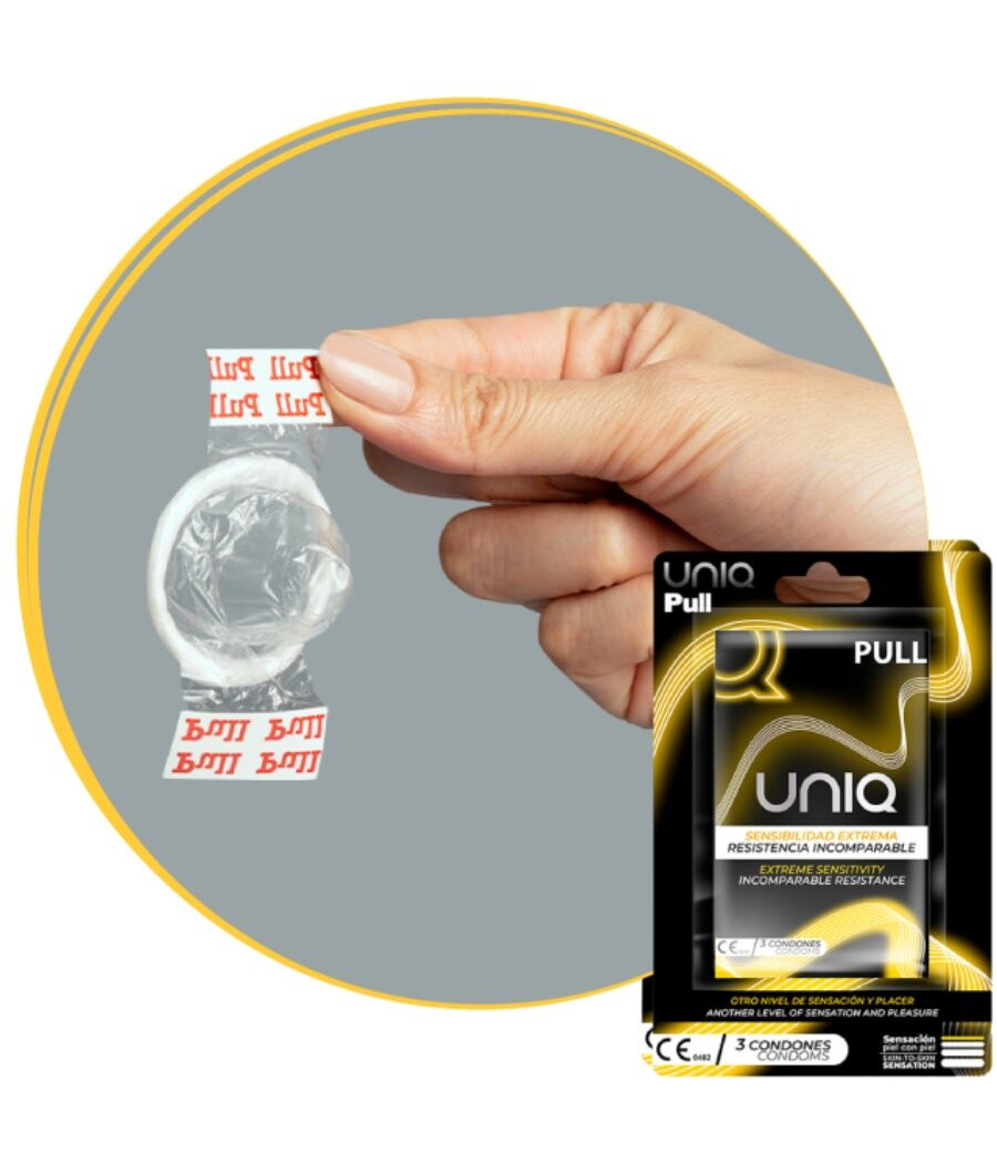 UNIQ - PULL LATEX FREE CONDOMS WITH STRIPS 3 UNITS