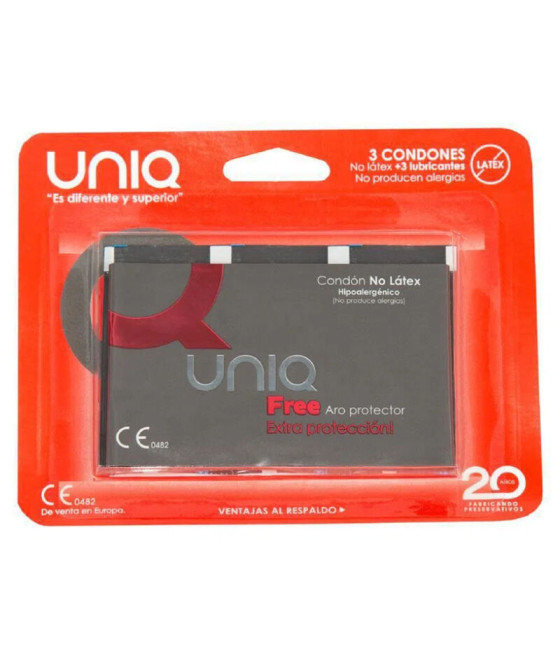 UNIQ - FREE LATEXFREIE KONDOME MIT SCHUTZRING 3 EINHEITEN