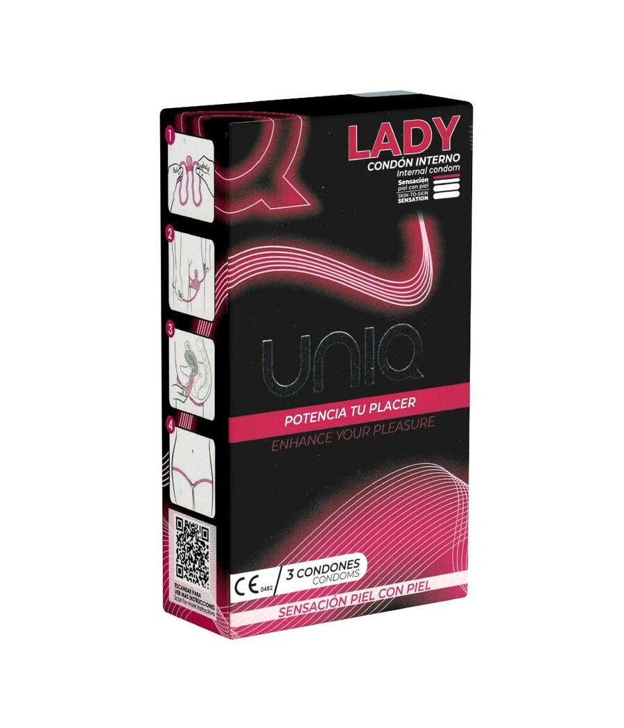 UNIQ - LADY CONDOM PRESERVATIVO FEMMINILE SENZA LATTICE CON CINGHIA DI LEGGENDA 3 UNITÀ