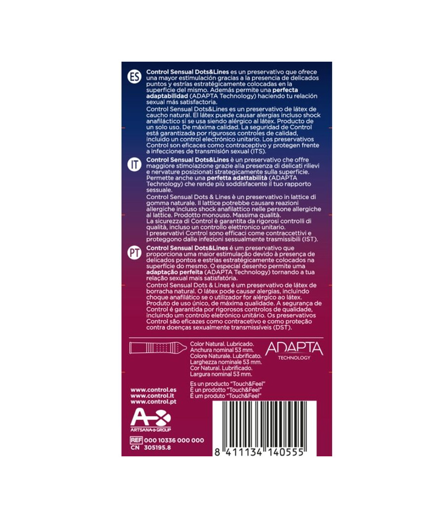 CONTROL - SENSUAL DOTS & LINES PUNTOS Y ESTRIAS 12 UDS