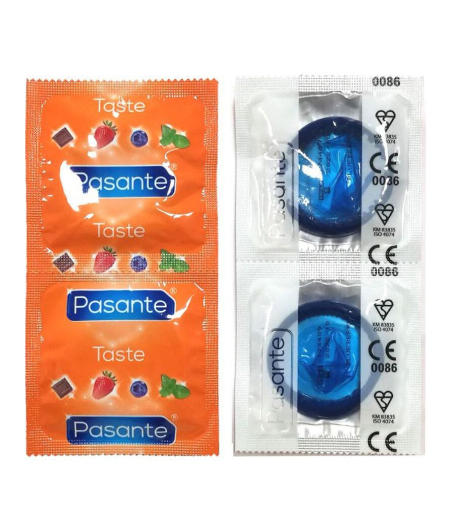 PASANTE - SACO DE PRESERVATIVO SABOR BLUEBERRY 144 UNIDADES