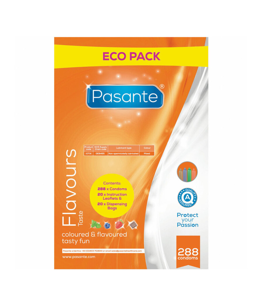 PASANTE - CONDOMS ECO PACK FLAVORS BAG 288 UNITS