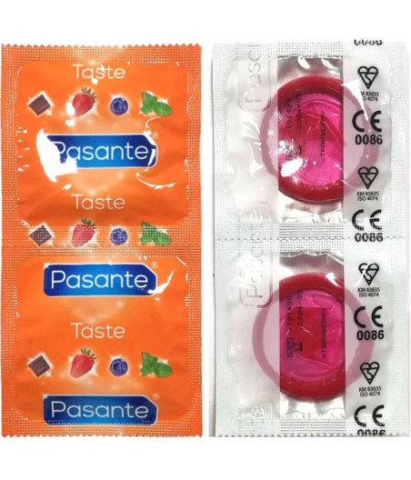 PASANTE - CONDOMS FLAVOR STRAWBERRY BAG 144 UNITS