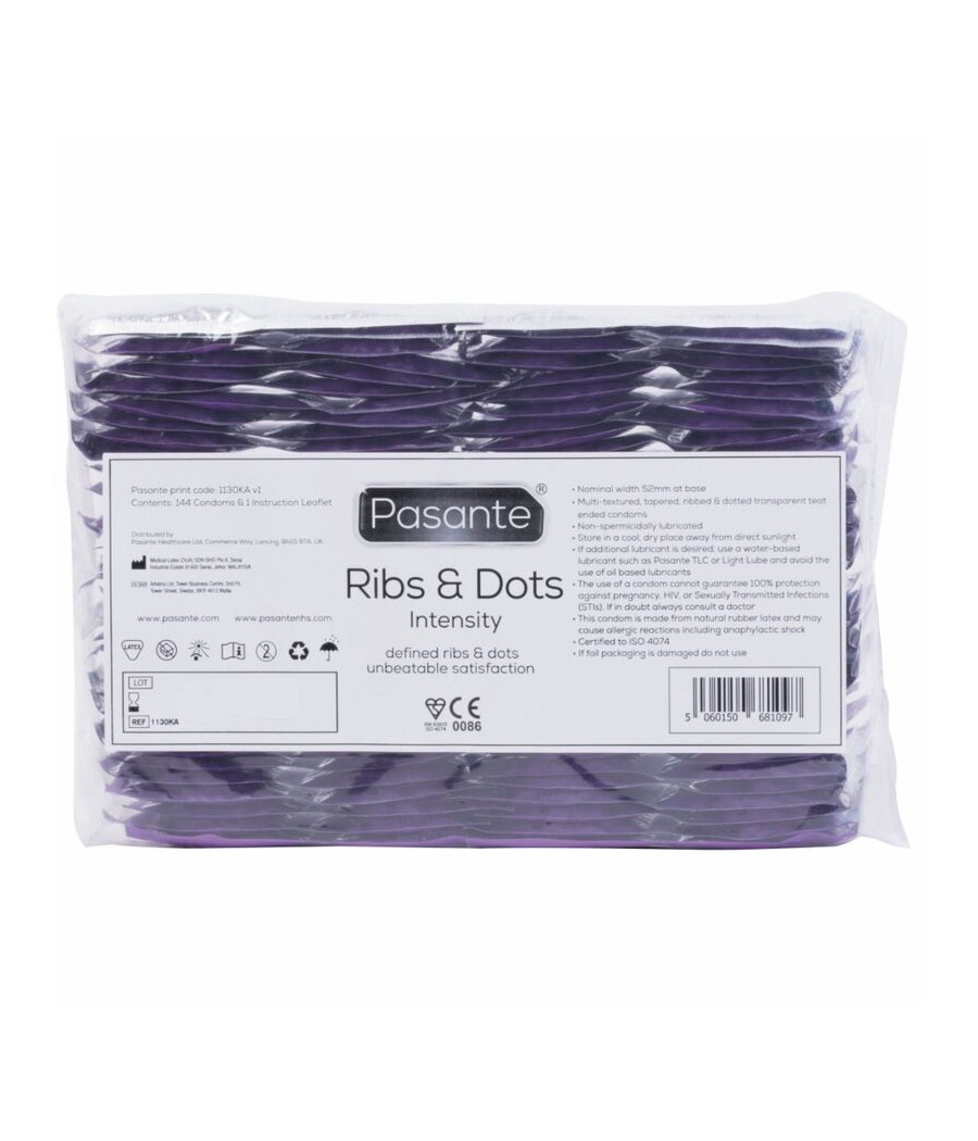 PASANTE - PRÉSERVATIFS INTENSITÉ RIBS & DOTS 144 UNITÉS