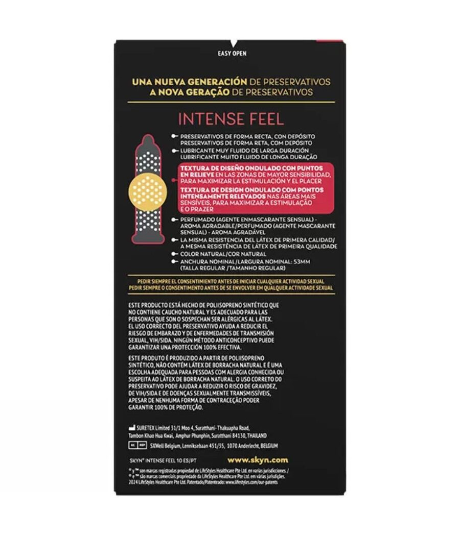 SKYN - INTENSE FEEL TEXTURED CONDOM WITH WAVY DESIGN 10 UNITS