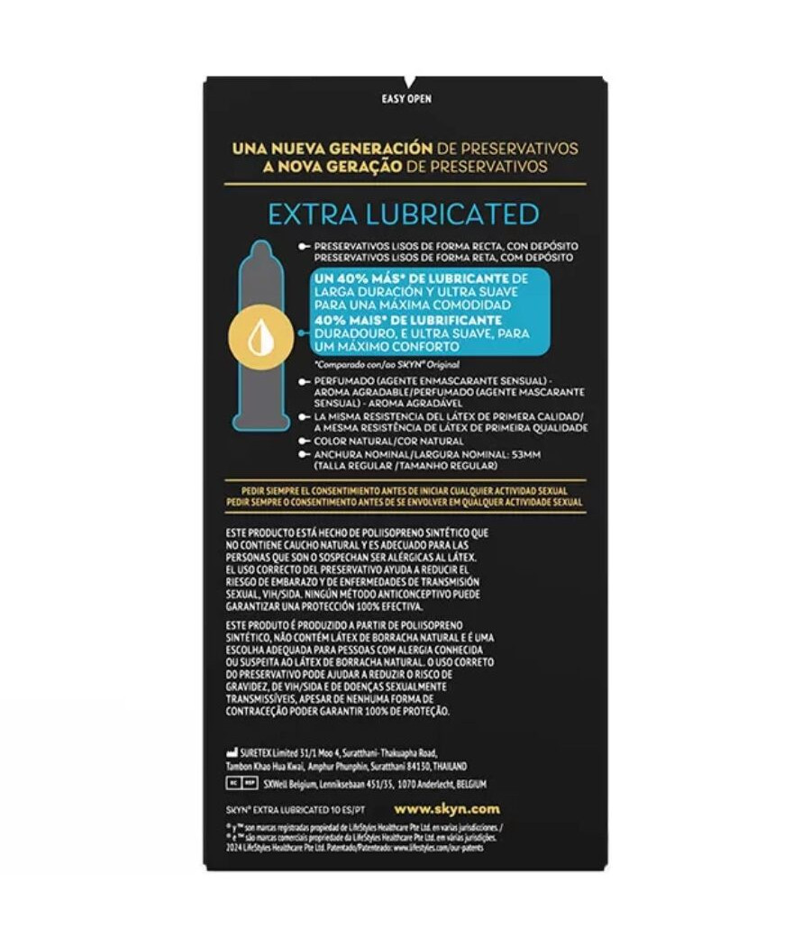SKYN - PRESERVATIVO EXTRA LUBRIFICADO 10 UNIDADES