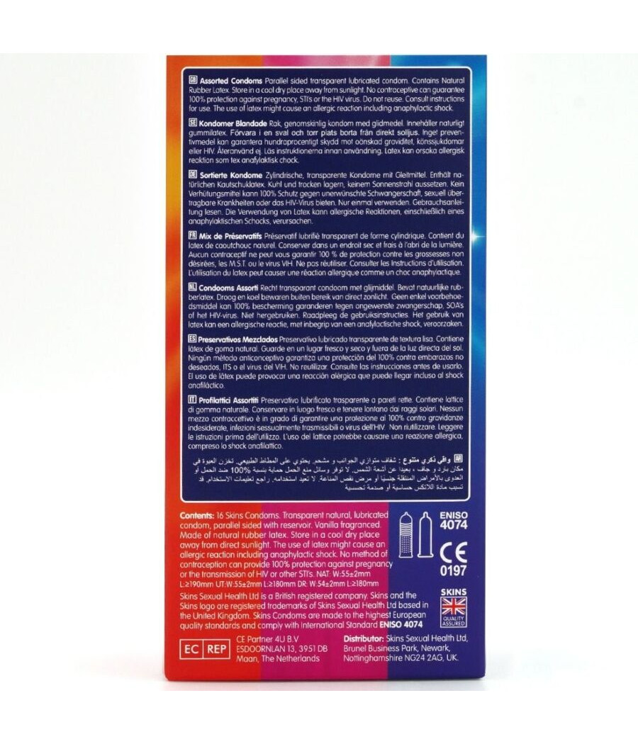 SKINS - PACOTE COM 16 PRESERVATIVOS PREMIUM VARIADOS