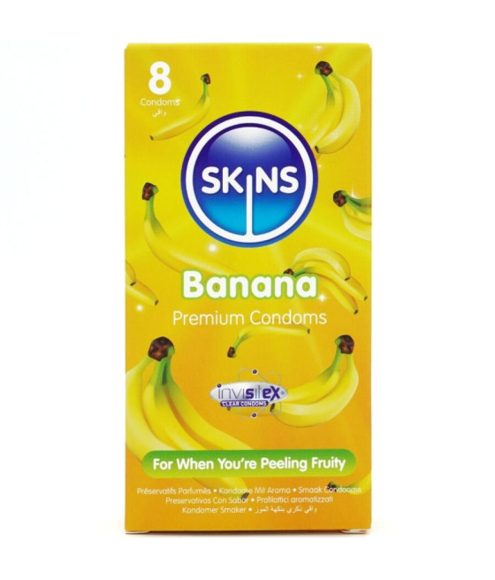 SKINS - PRESERVATIVI BANANA PREMIUM CONFEZIONE DA 8