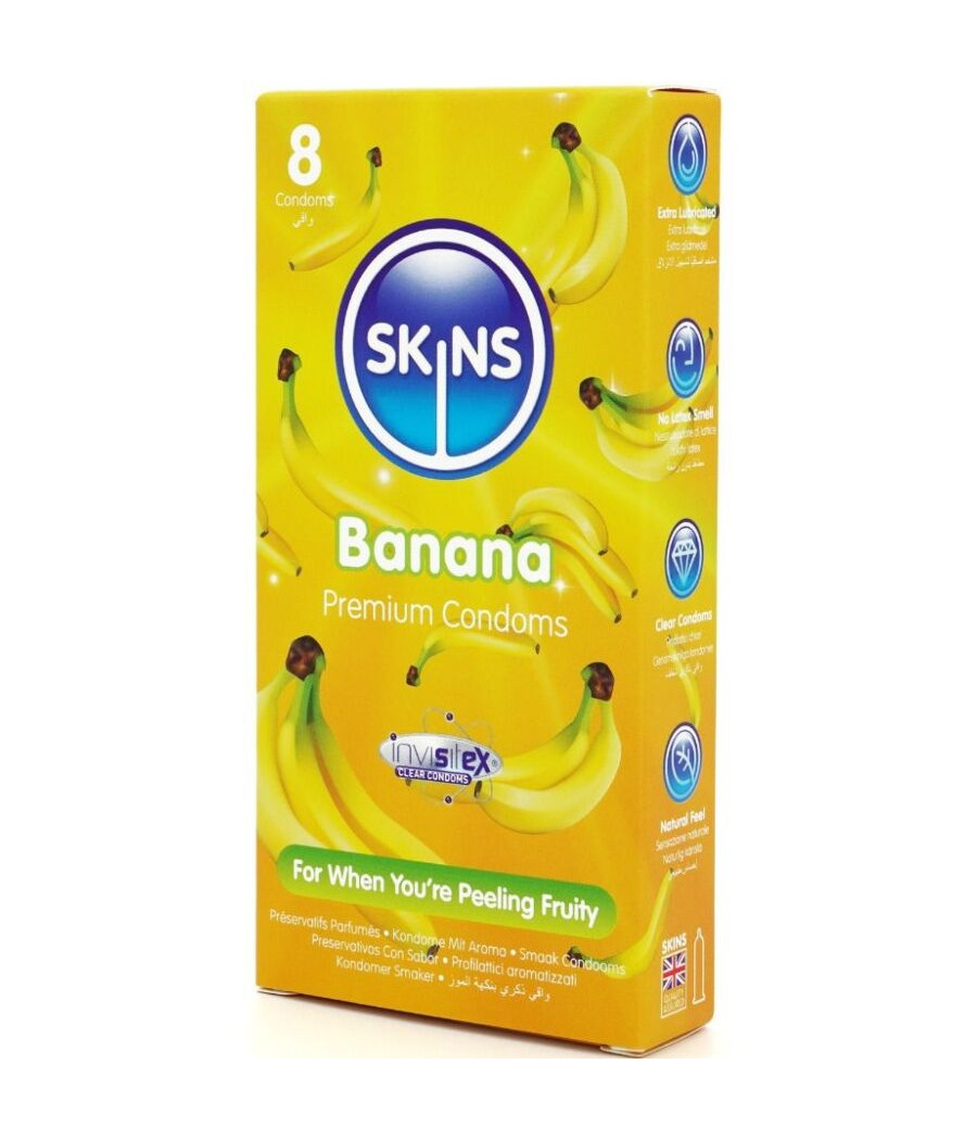 SKINS - PRESERVATIVOS BANANA PREMIUM PACOTE COM 8