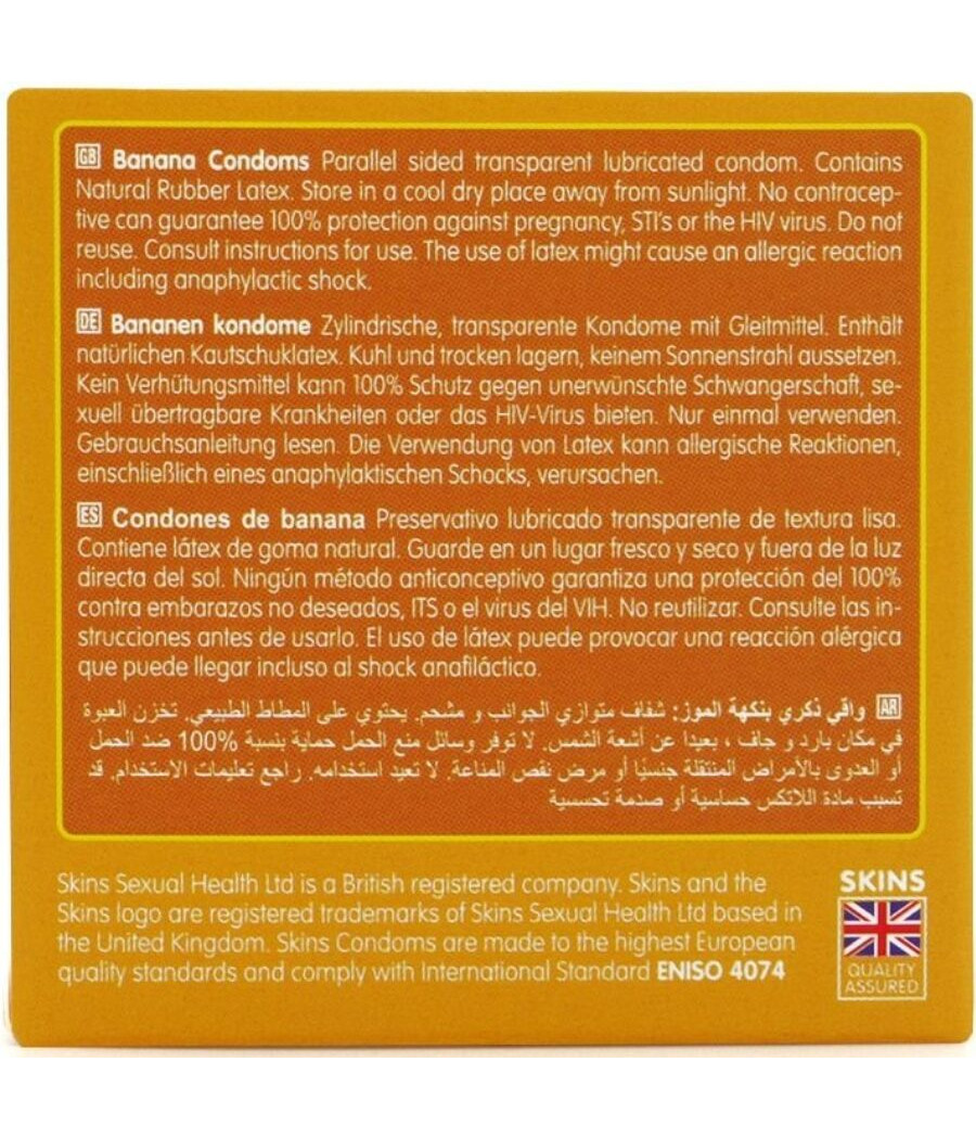 SKINS - PRESERVATIVOS PREMIUM SABOR PLÁTANO PACK 4