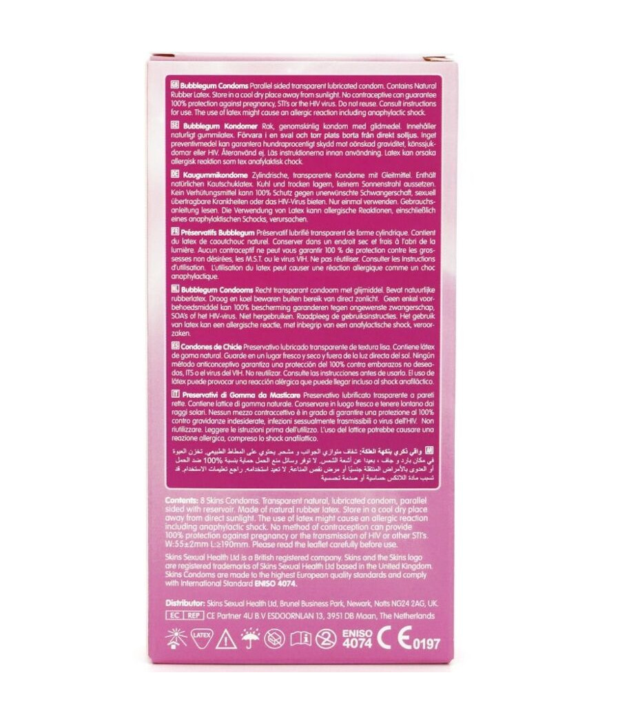 SKINS - PACK DE 8 PRÉSERVATIFS PREMIUM BUBBLEGUM