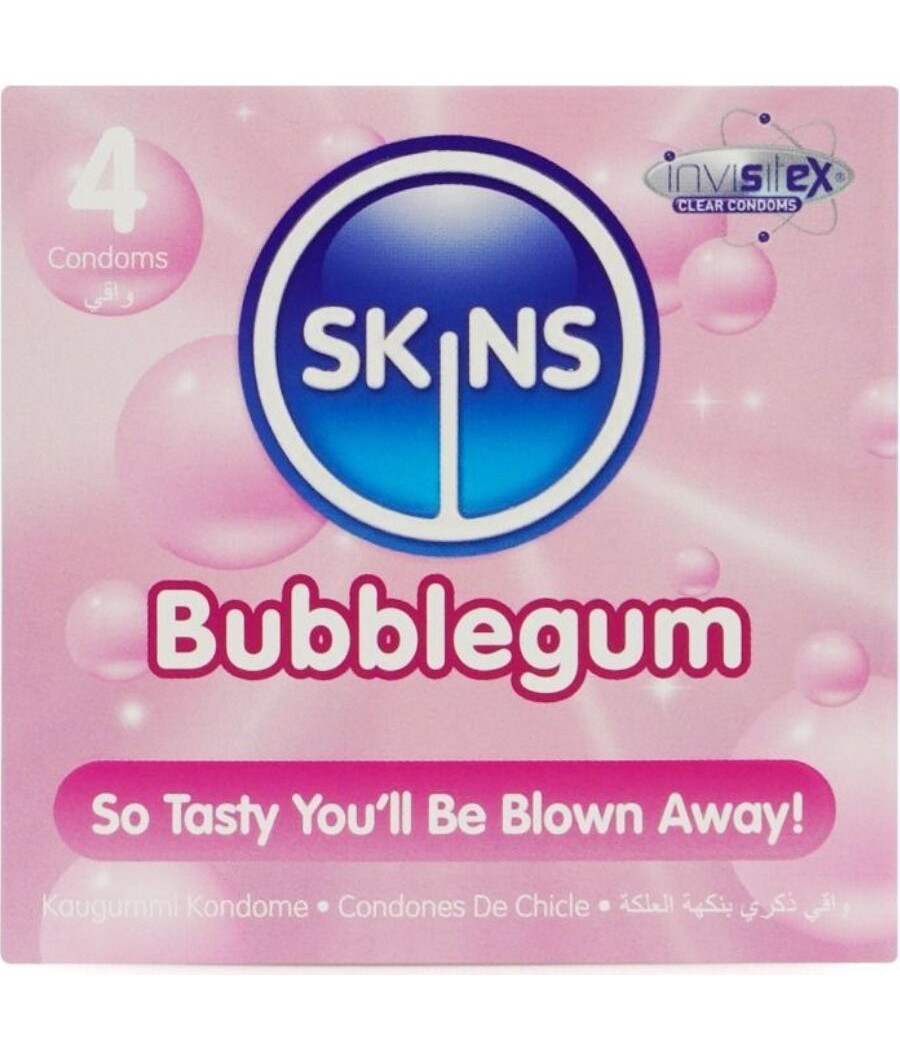 SKINS - PRESERVATIVOS PREMIUM SABOR CHICLE PACK 4