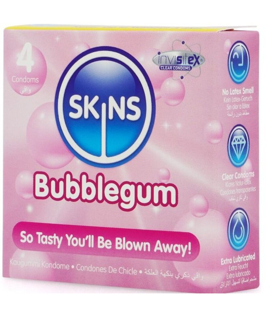 SKINS - PACK DE 4 PRÉSERVATIFS BUBBLEGUM PREMIUM