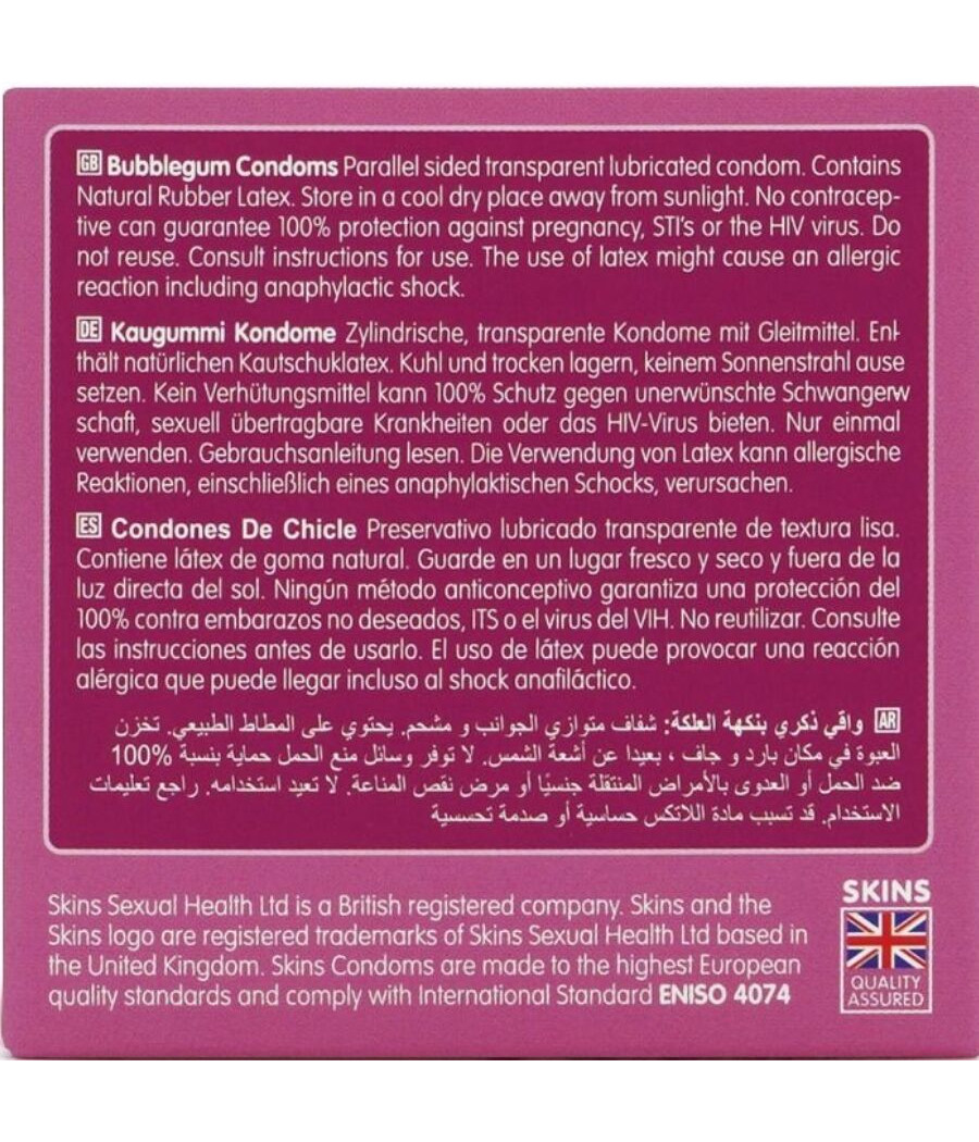 SKINS - PACK DE 4 PRÉSERVATIFS BUBBLEGUM PREMIUM