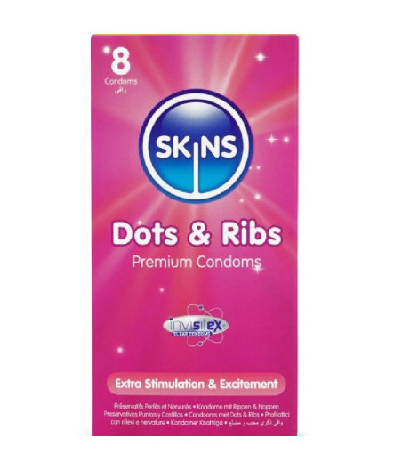 SKINS - DOTS & RIBS PRESERVATIVOS PREMIUM PACK 8