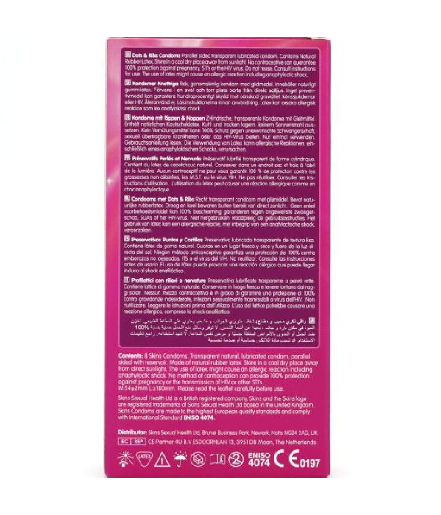 SKINS - DOTS & RIBS PRESERVATIVOS PREMIUM PACK 8