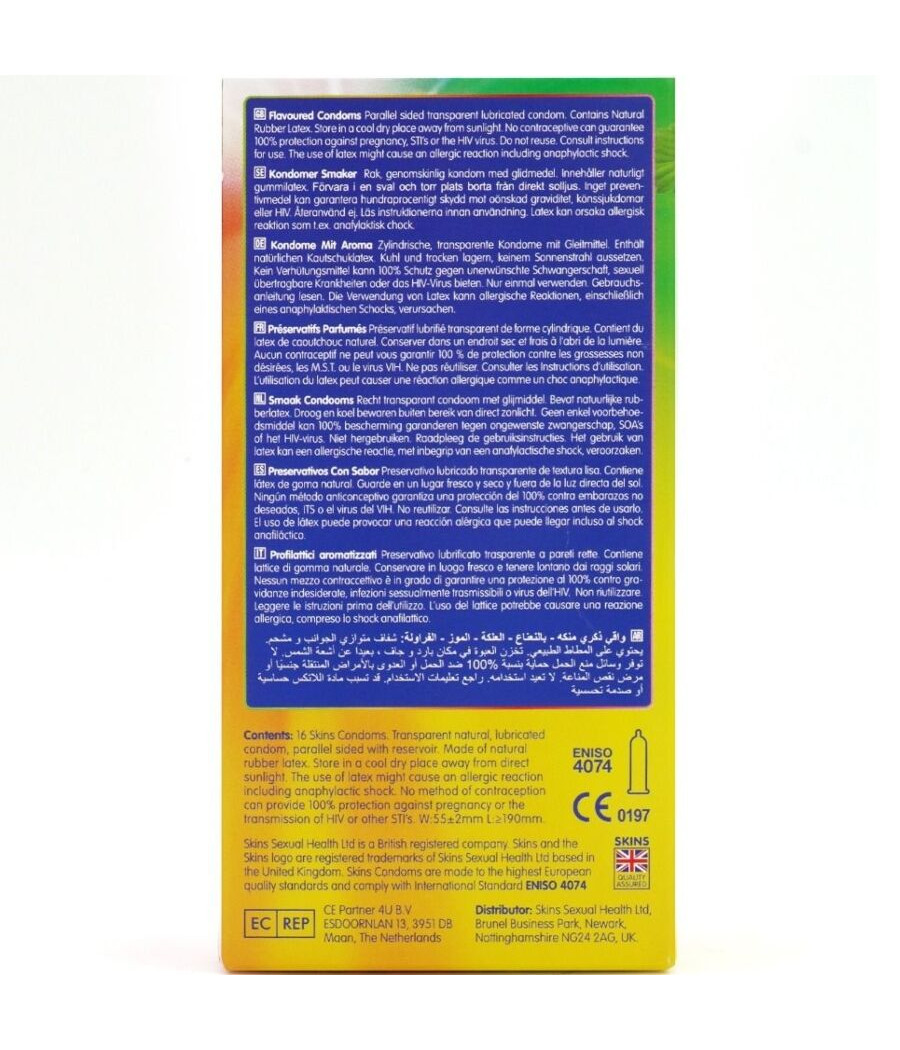 SKINS - PRESERVATIVOS PREMIUM MULTI SABORES PACOTE COM 16