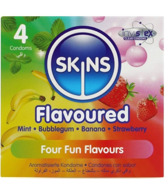 SKINS - PACK DE 4 PRÉSERVATIFS PREMIUM MULTI-SAVEURS
