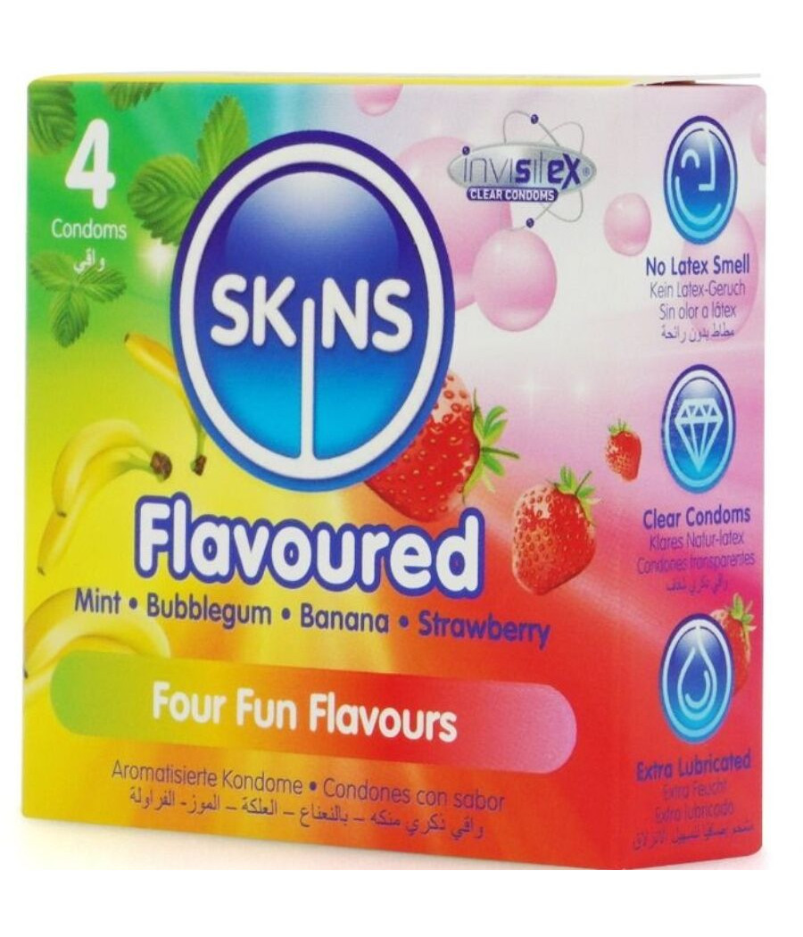 SKINS - PACK DE 4 PRÉSERVATIFS PREMIUM MULTI-SAVEURS
