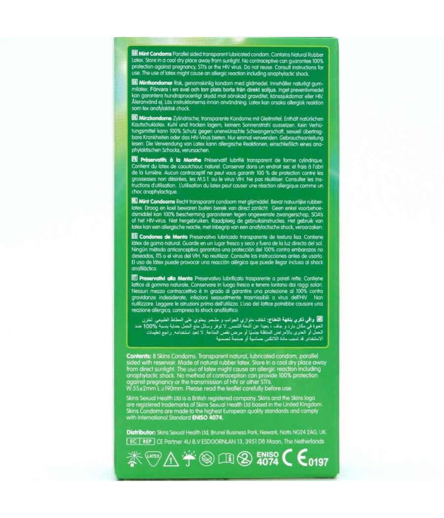 SKINS - PACK DE 8 PRÉSERVATIFS PREMIUM MENTHE