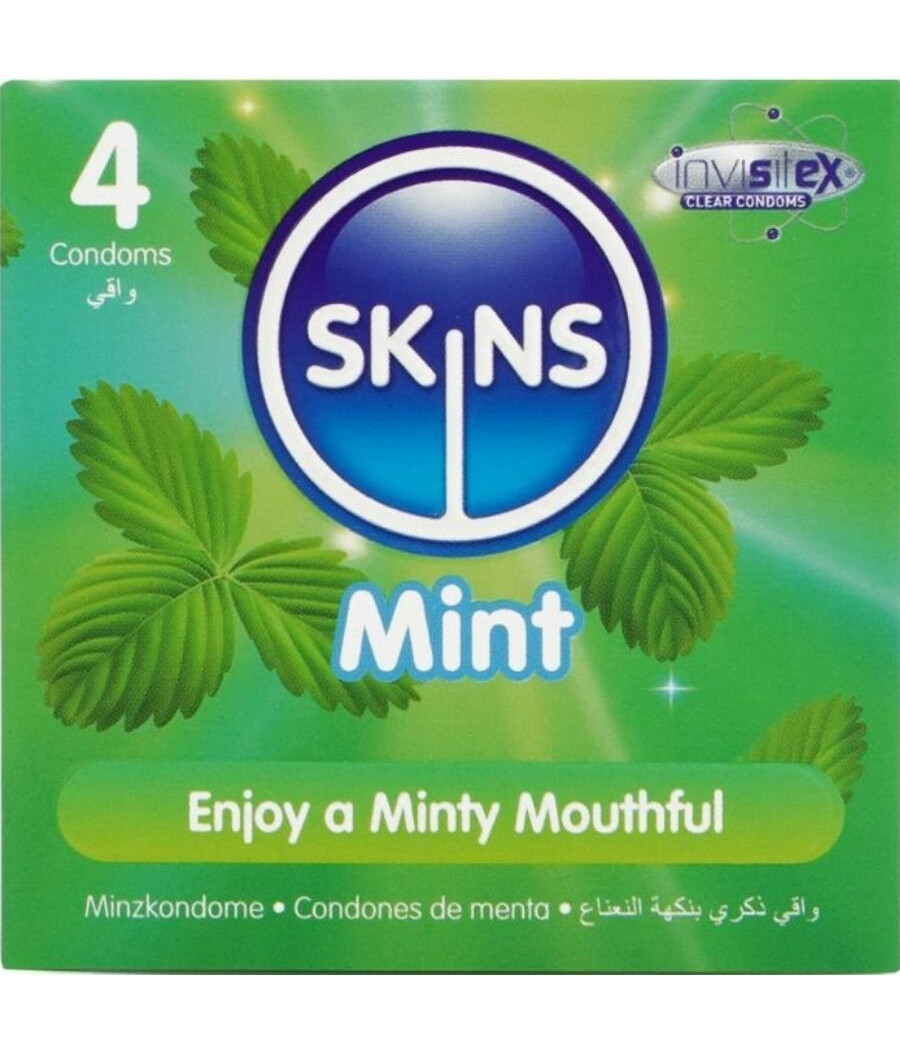 SKINS - PRESERVATIVOS PREMIUM SABOR MENTA PACK 4