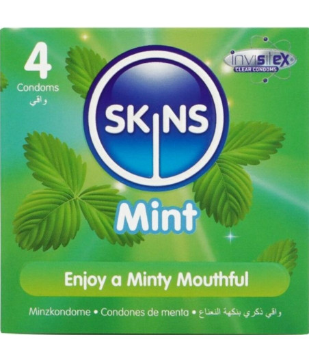 SKINS - PRESERVATIVI PREMIUM ALLA MENTA CONFEZIONE DA 4