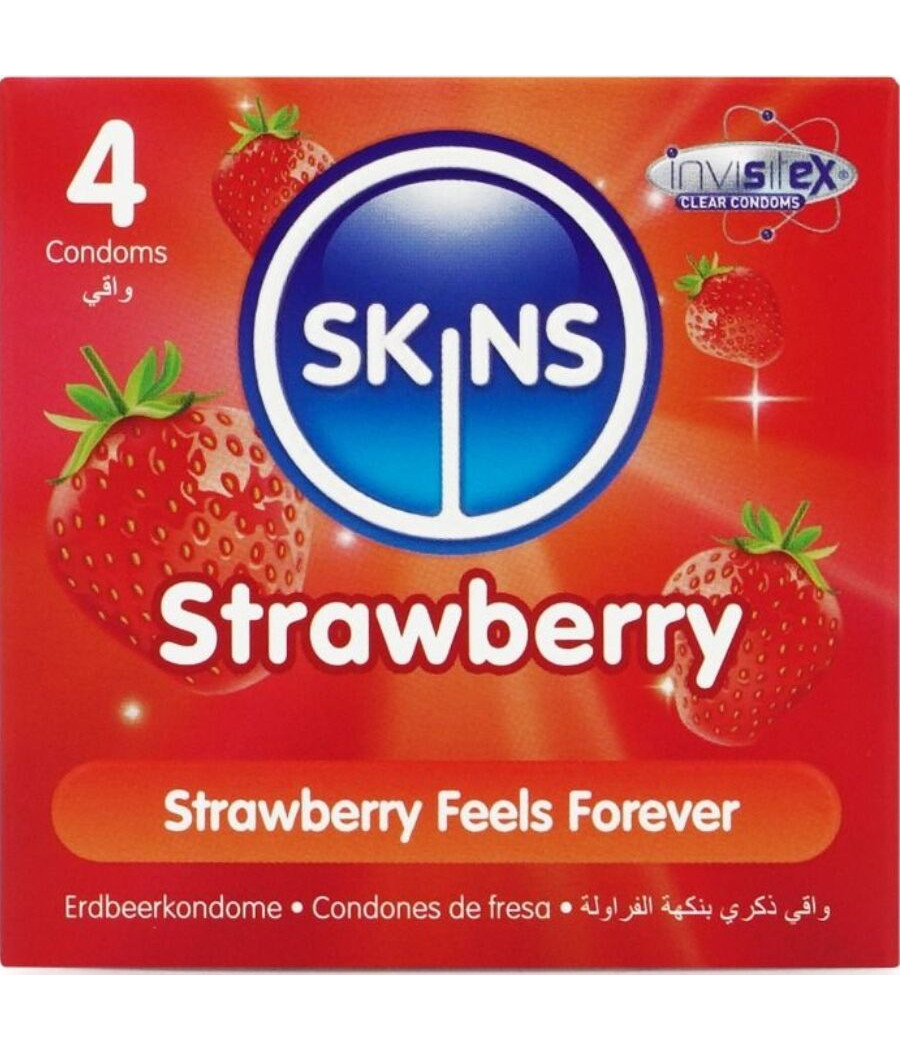 SKINS - PRESERVATIVI PREMIUM ALLA FRAGOLA CONFEZIONE DA 4