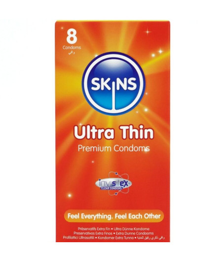 SKINS - PRESERVATIVOS ULTRA FINOS PREMIUM PACOTE COM 8