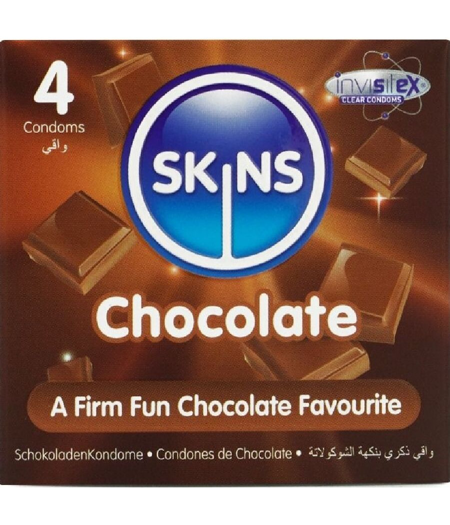 SKINS - PACOTE COM 4 PRESERVATIVOS CHOCOLATE PREMIUM