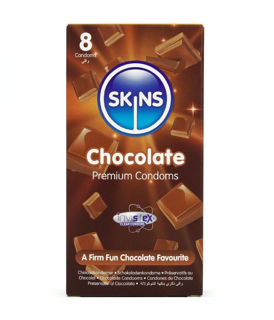 SKINS - PRESERVATIVOS PREMIUM SABOR CHOCOLATE PACK 8