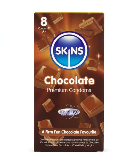 SKINS - PRESERVATIVOS PREMIUM SABOR CHOCOLATE PACK 8