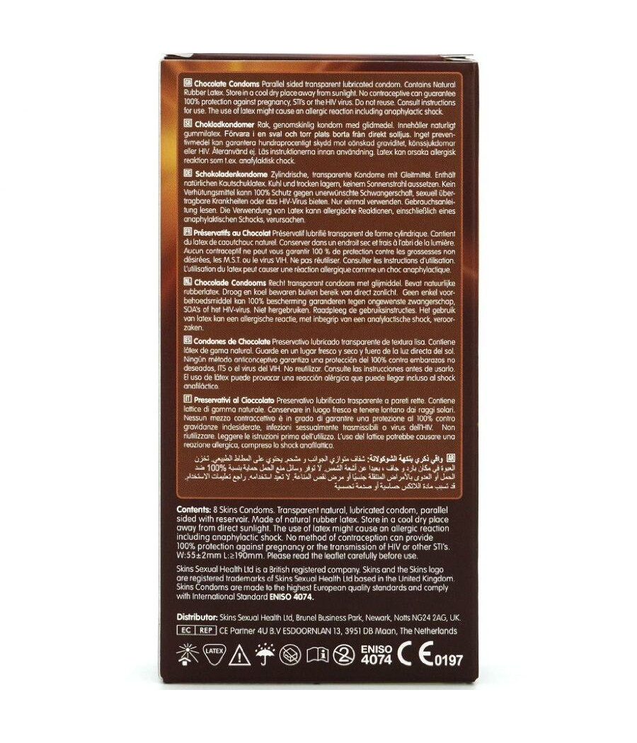 SKINS - PACK DE 8 PRÉSERVATIFS PREMIUM CHOCOLAT