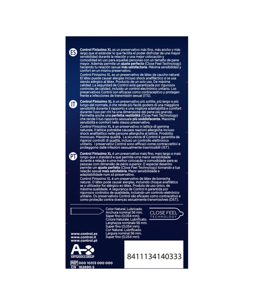 CONTROL - PRÉSERVATIFS FINISSIMO XL 12 UNITÉS