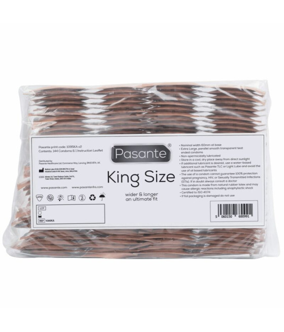 PASANTE - PRESERVATIVOS KING MS LARGOS Y ANCHOS BOLSA 144 UNIDADES