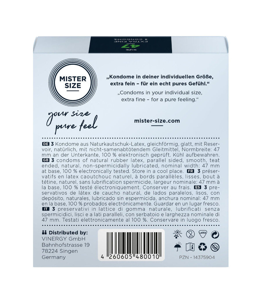 MISTER SIZE - PRESERVATIVOS TAMANHO XS 47 MM (3 UNIDADES)