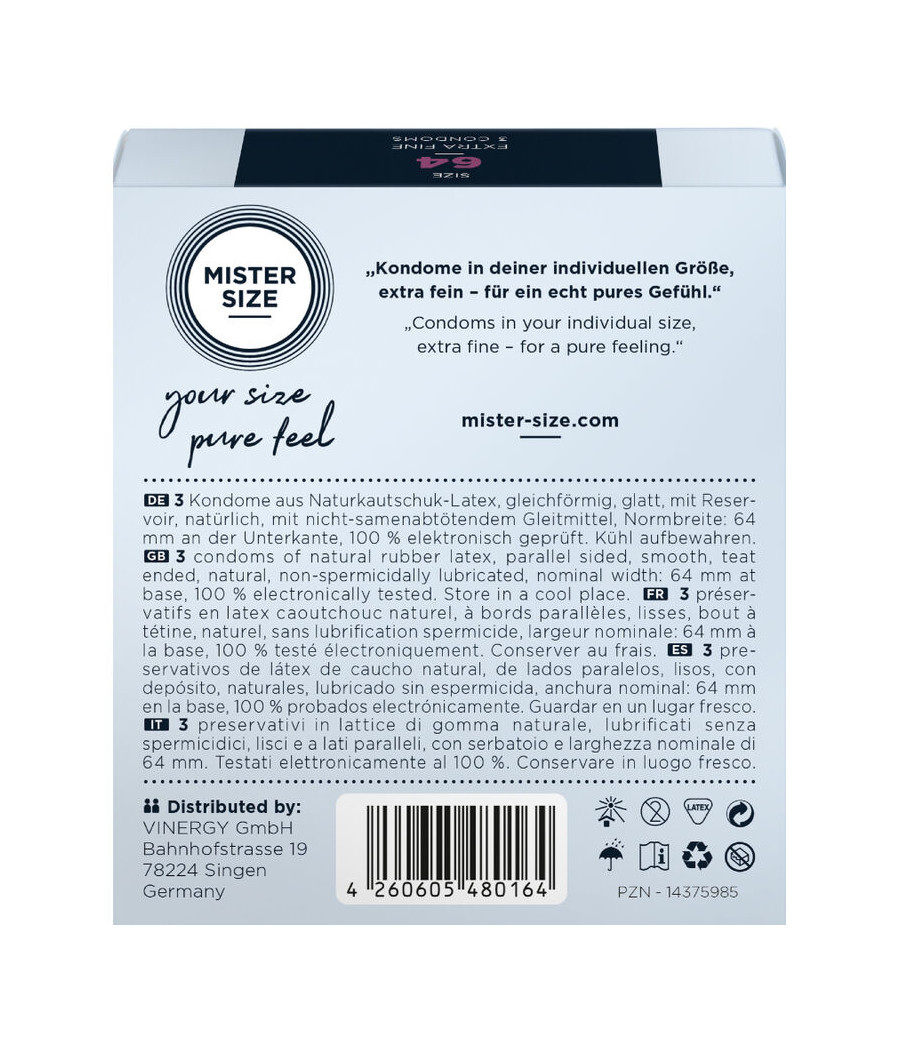 MISTER SIZE - PRESERVATIVOS TAMANHO XXL 64 MM (3 UNIDADES)