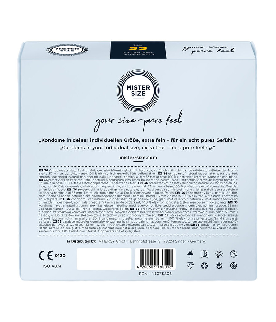 MISTER SIZE - PRESERVATIVOS TALLA M 53 MM (36 UNIDADES)