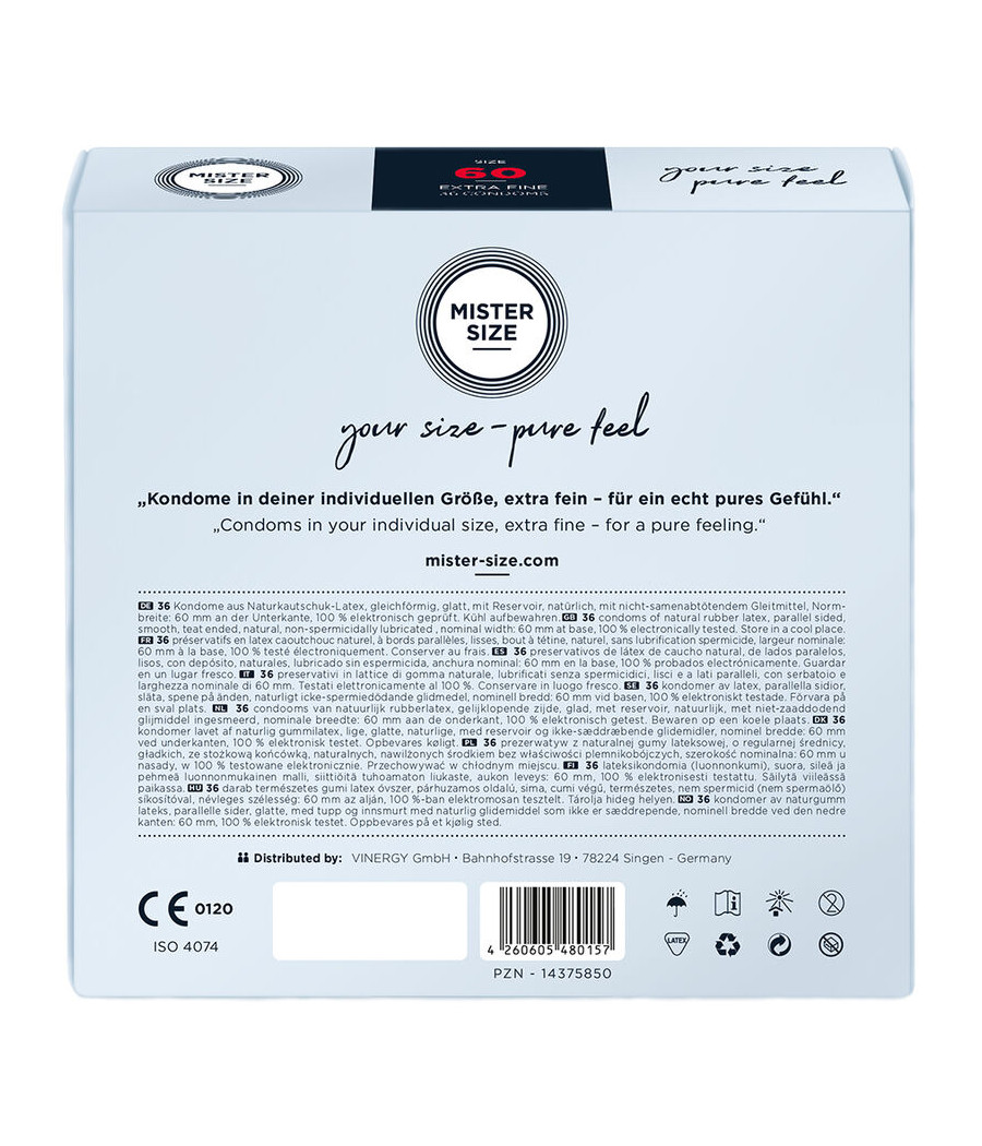 MISTER SIZE - PRESERVATIVOS TALLA XL 60 MM (36 UNIDADES)