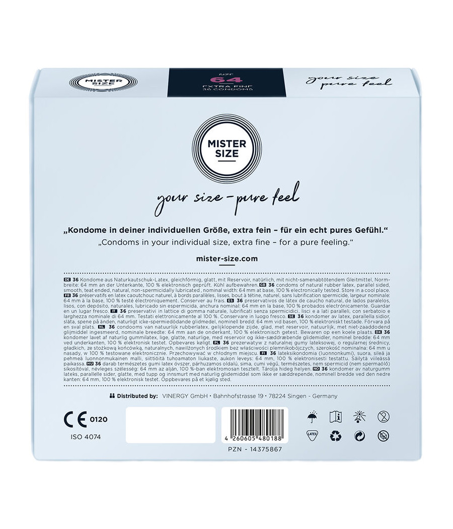 MISTER SIZE - CONDOMS SIZE XXL 64 MM (36 UNITS)