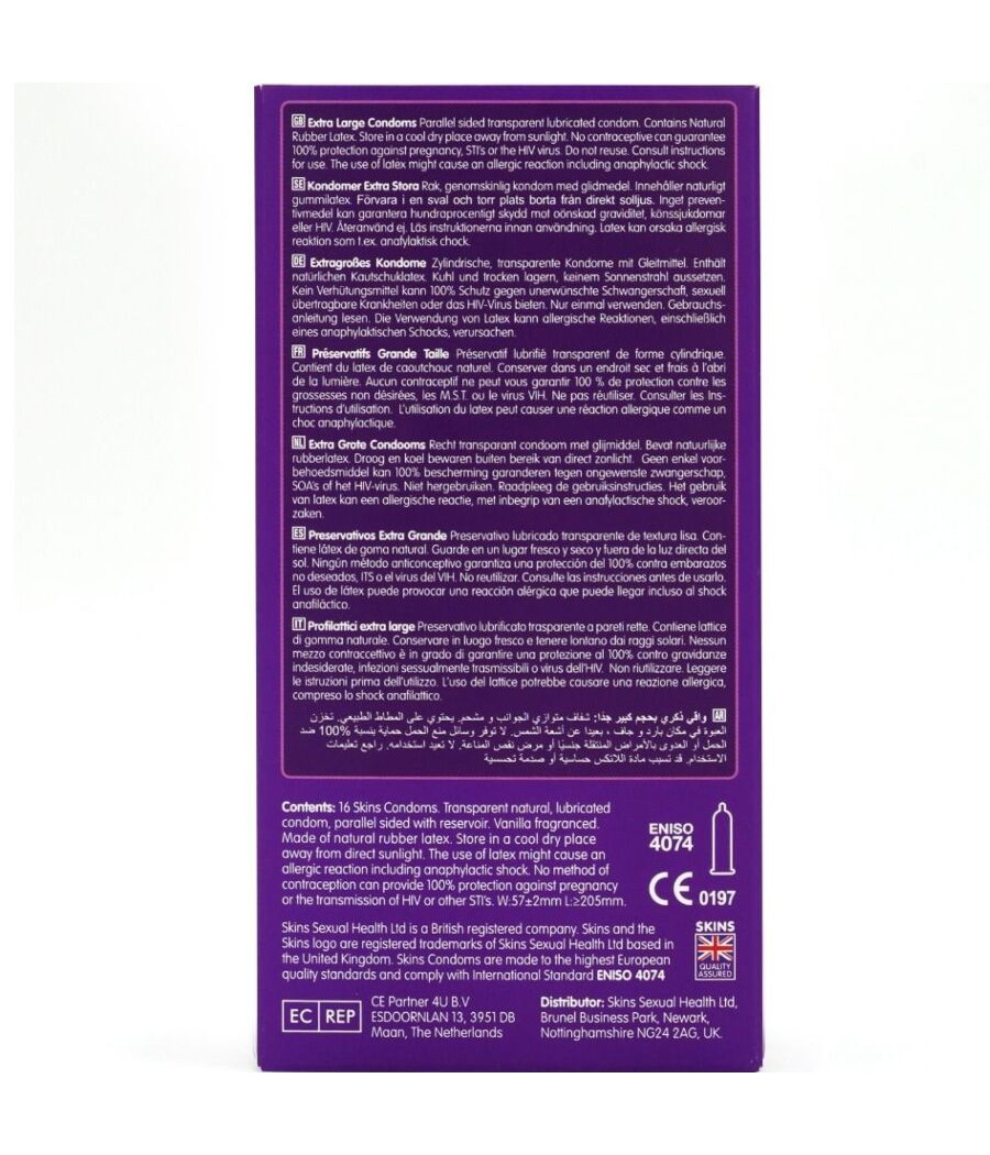 SKINS - TAMAÑO XL PRESERVATIVOS PREMIUM PACK 16