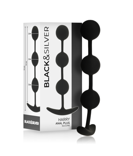 BLACK&SILVER - CHAPELET ANAL HARRY 3 SPHÈRES EN SILICONE 14 CM
