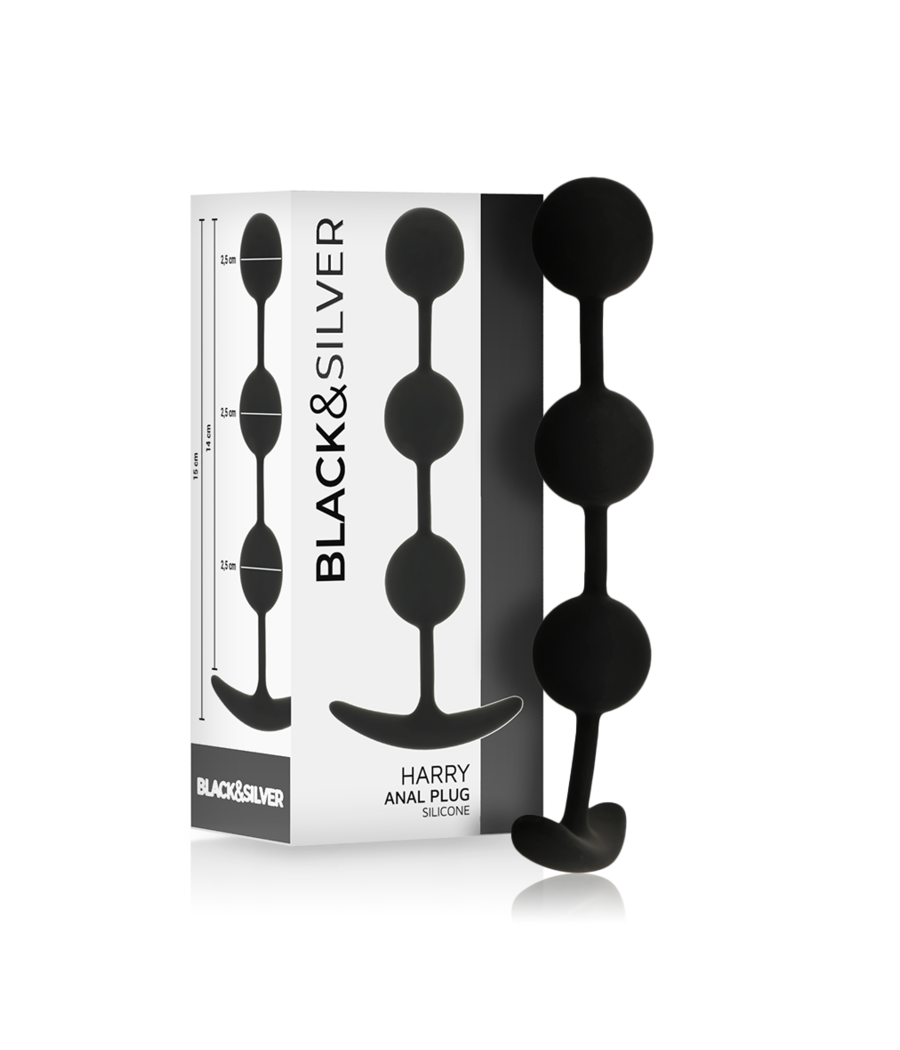 BLACK&SILVER - CHAPELET ANAL HARRY 3 SPHÈRES EN SILICONE 14 CM