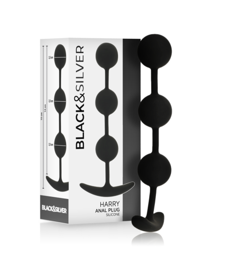 BLACK&SILVER - ROSÁRIO ANAL HARRY 3 ESFERAS DE SILICONE 14 CM