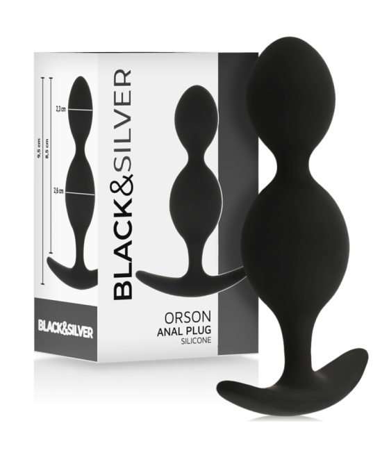BLACK&SILVER - PLUG ORSON SILICONE 2 ONDES ANAL 9 CM