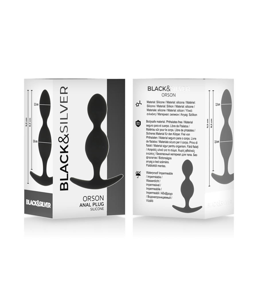 BLACK&SILVER - ORSON PLUG SILICONE 2 ANAL WAVES 9 CM