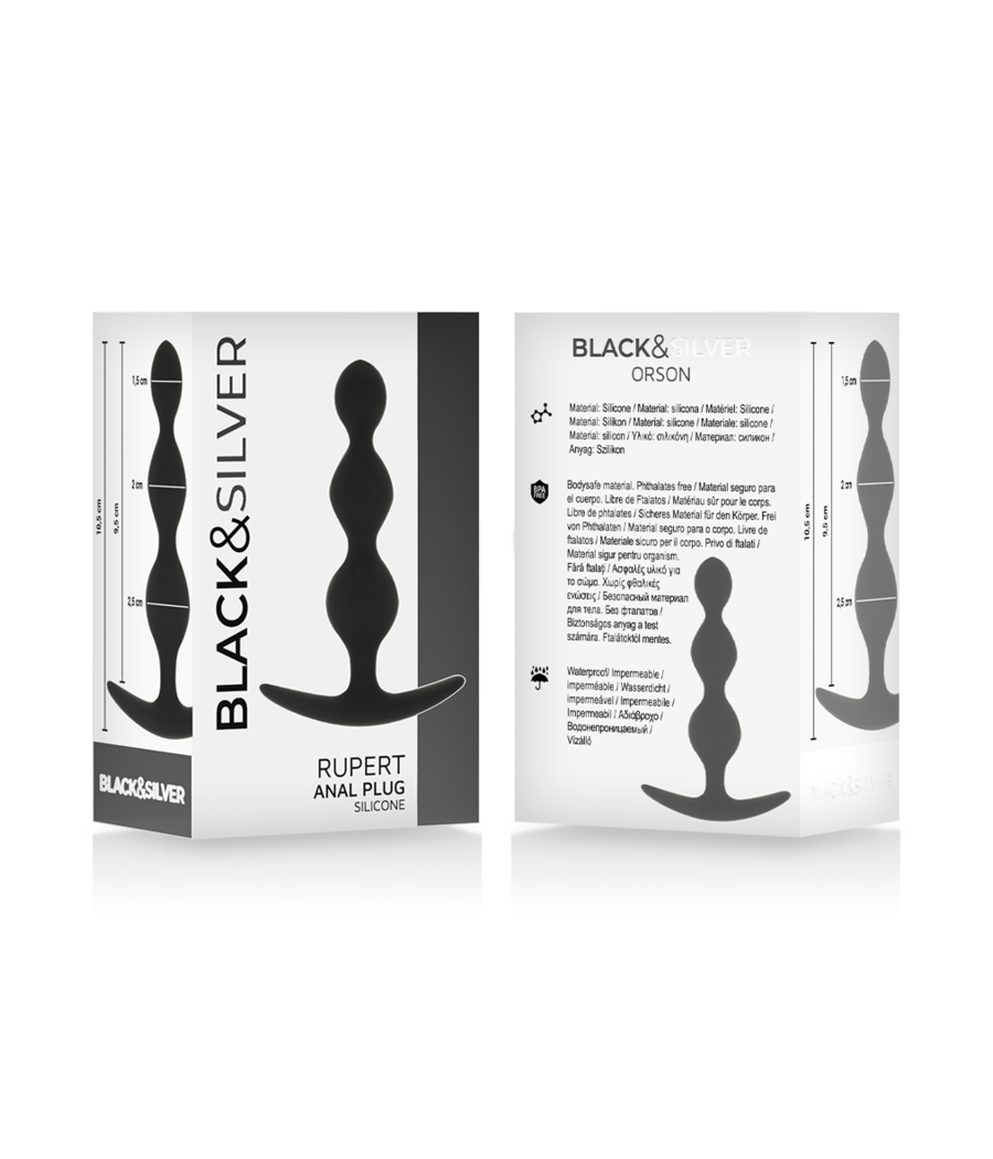 BLACK&SILVER - CHAÎNE À BILLES ANAL RUPERT 10 CM
