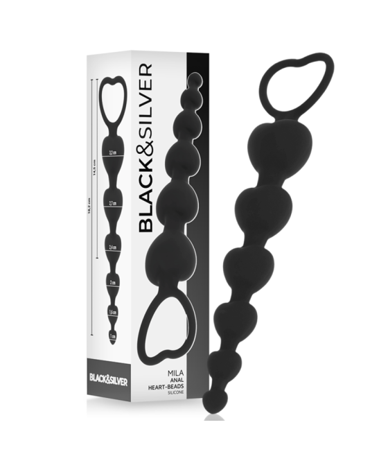 BLACK&SILVER - MILA CADENA ANAL DE CORAZONES 18 CM