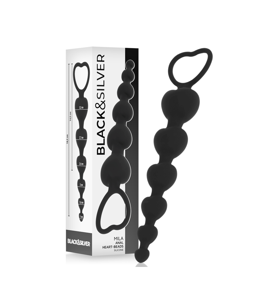 BLACK&SILVER - MILA CADENA ANAL DE CORAZONES 18 CM