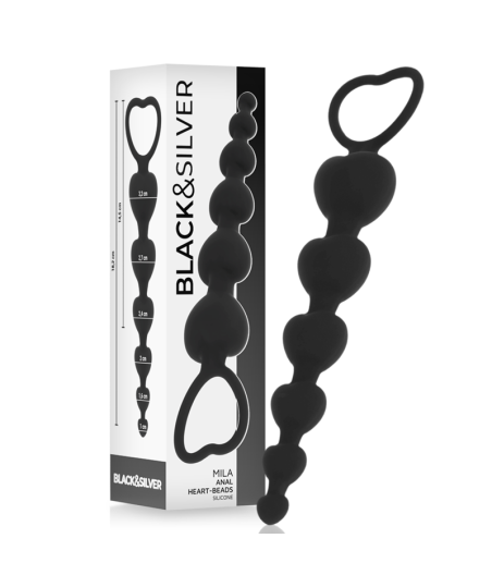 BLACK&SILVER - CADEIA DE CORAÇÕES ANAL MILA 18 CM