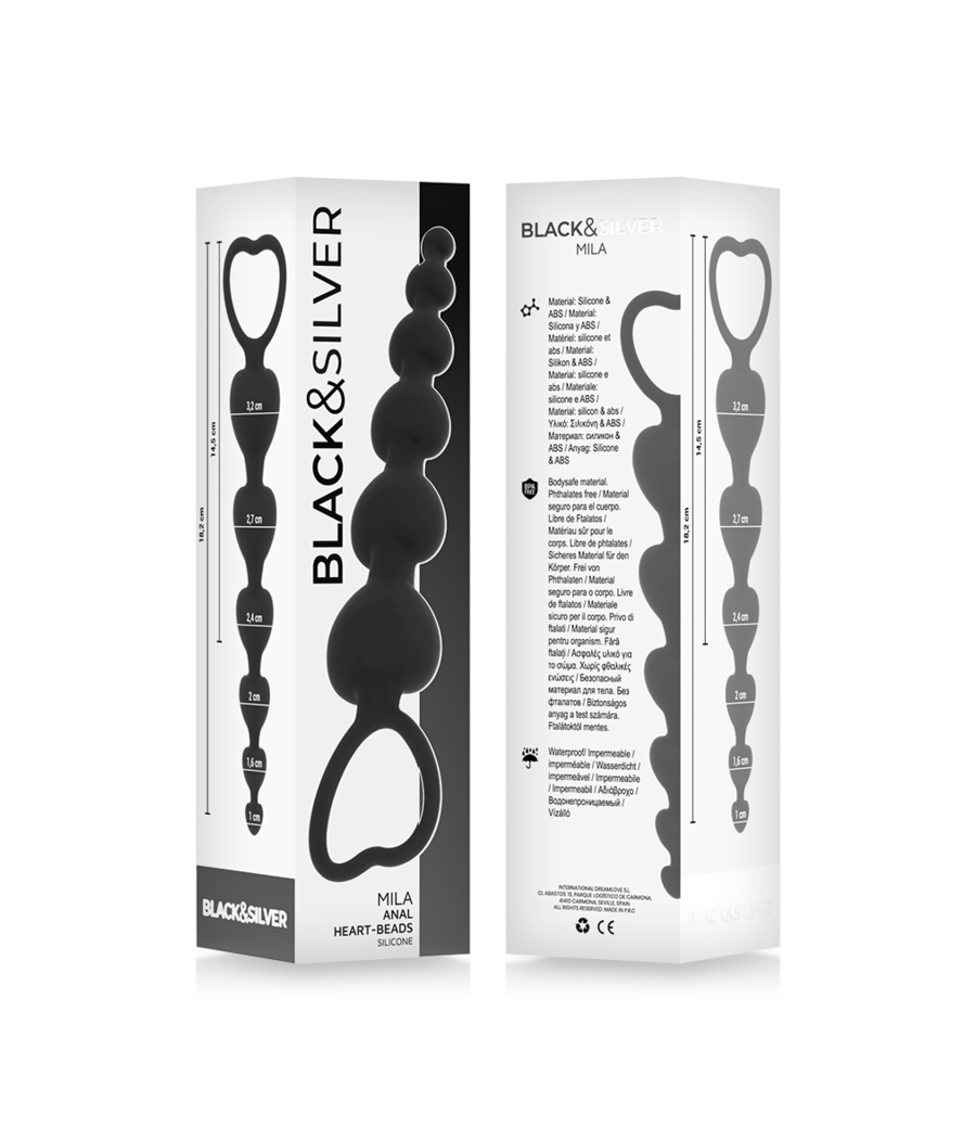 BLACK&SILVER - MILA CADENA ANAL DE CORAZONES 18 CM